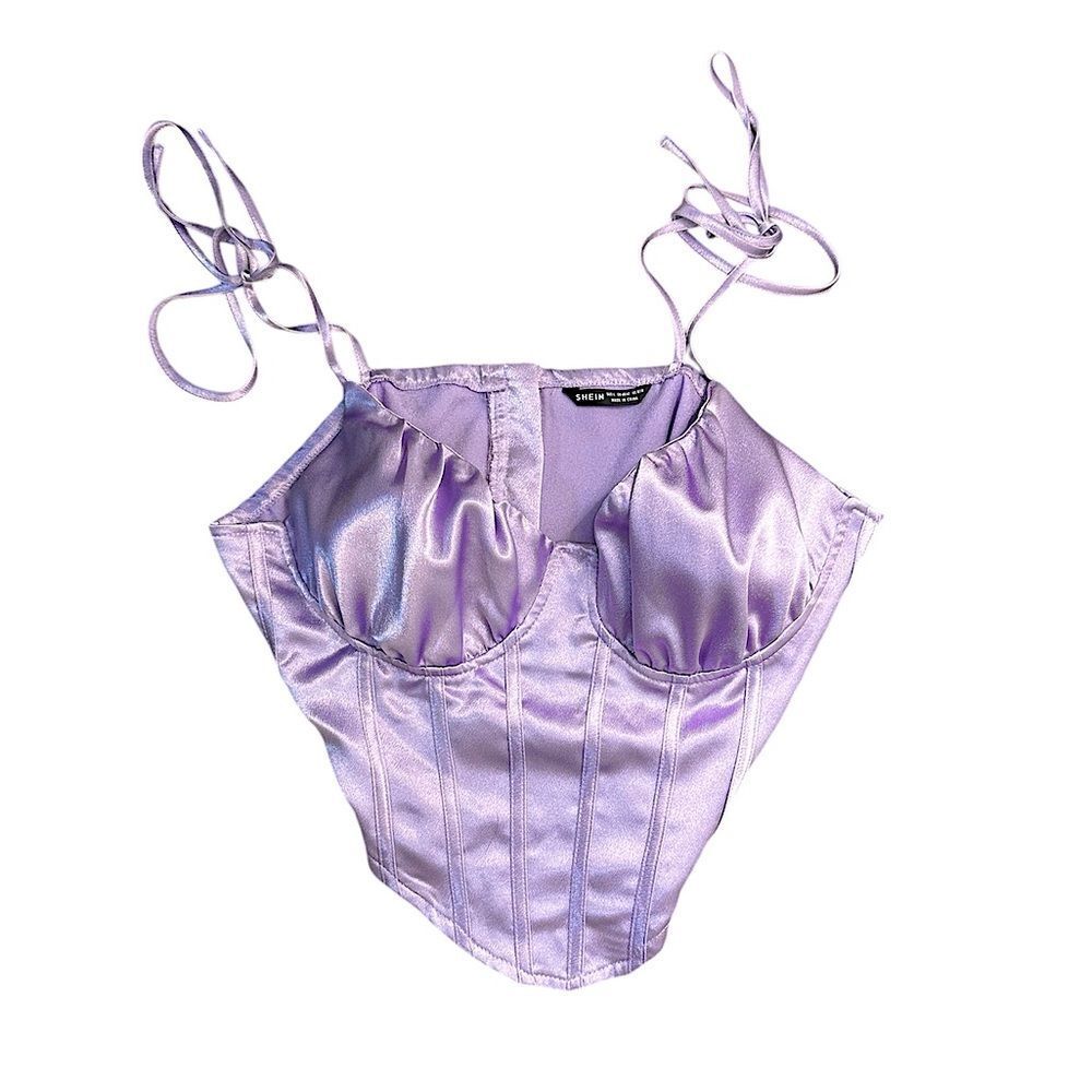 SHEIN Tie Shoulder Satin Bustier Corset Top Large